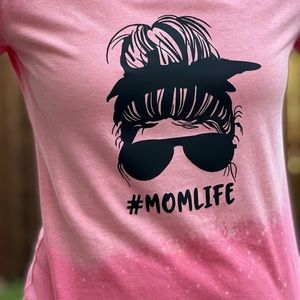 Pink bleached tshirt for Mother’s Day #Momlife